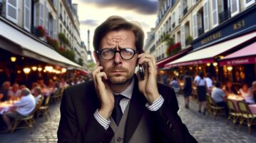 Une personne inquiète tenant un téléphone à l'oreille.