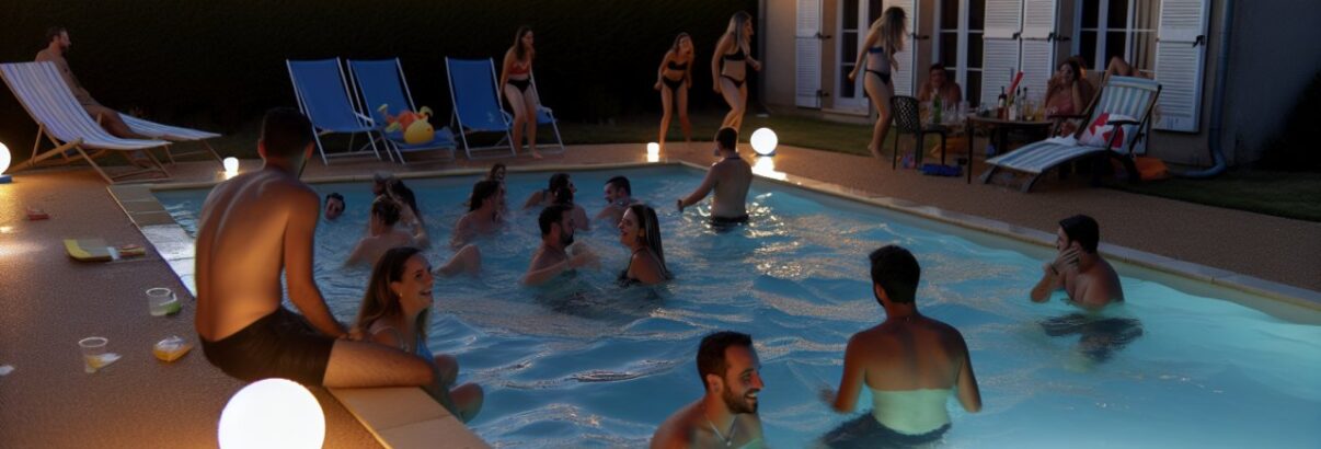 fête autour de la piscine