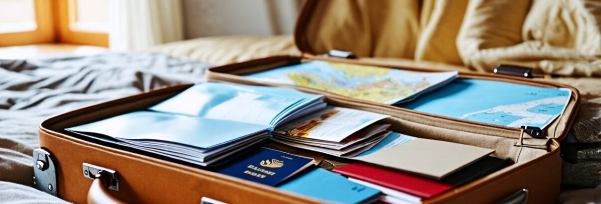 partir en voyage documents dans valise