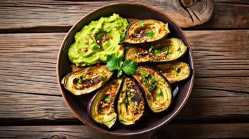 Aubergine rôtie aux épices et guacamole : un délice végétarien qui éveille les sens
