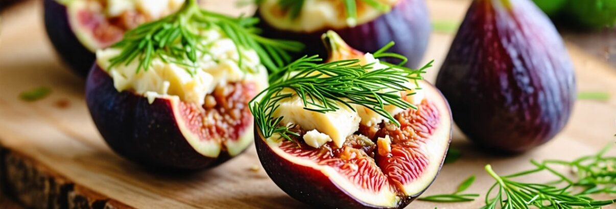Découvrez les figues fraîches farcies au fromage frais de brebis et aneth : une recette de saison savoureuse et originale