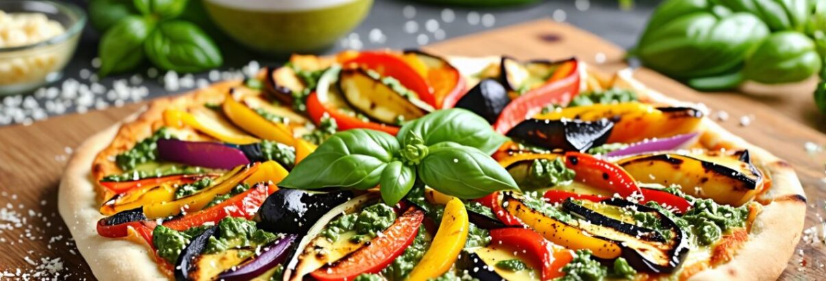 La pizza aux légumes grillés et pesto : un délice végétarien à tomber par terre !