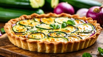 Tarte courgettes, oignon rouge et camembert : La recette gourmande et conviviale par excellence
