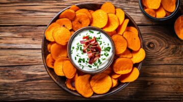 Chips de patate douce et sauce raïta au bacon : la recette d'apéritif qui vous fera aimer l'automne