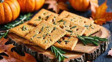 Crackers vegan à la citrouille et au romarin : l'apéritif automnal par excellence