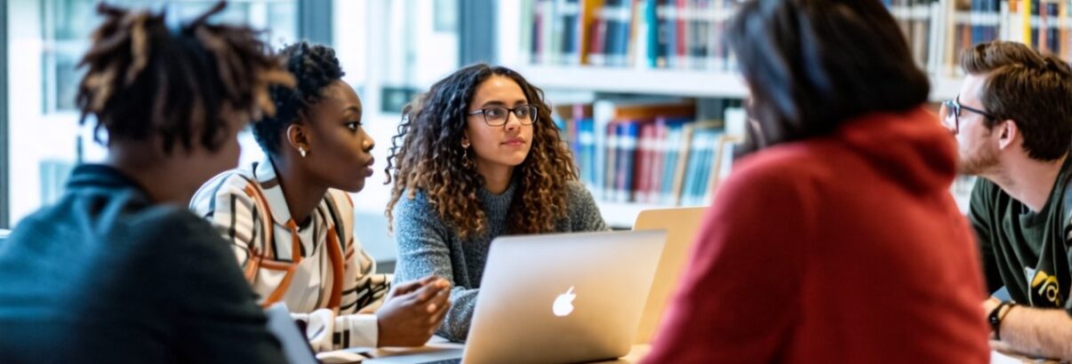 groupe d'étudiants discutent