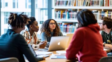 groupe d'étudiants discutent
