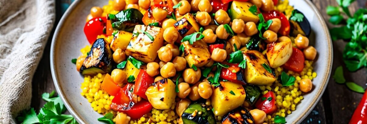 Le couscous aux légumes grillés et pois chiches : une explosion de saveurs méditerranéennes dans votre assiette