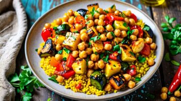 Le couscous aux légumes grillés et pois chiches : une explosion de saveurs méditerranéennes dans votre assiette