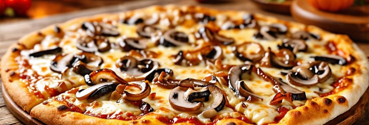 Pizza trois fromages aux champignons et oignons caramélisés : un délice de saison pour égayer vos apéritifs