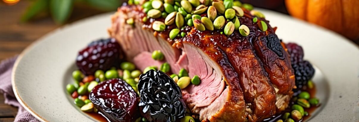 Rôti de porc, pistaches et prunes : une recette de saison savoureuse et originale