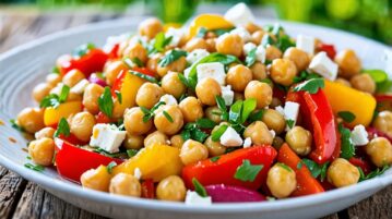 Salade de pois chiches, poivrons, et feta : La recette parfaite pour un repas frais et savoureux en été