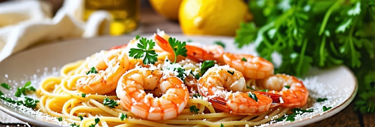 Spaghetti aux crevettes, ail et persil : un festin express méditerranéen
