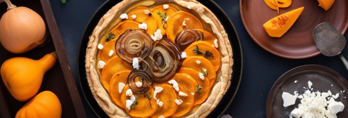 Tarte rustique à la courge, feta et oignons confits : une recette de saison pour égayer vos apéritifs