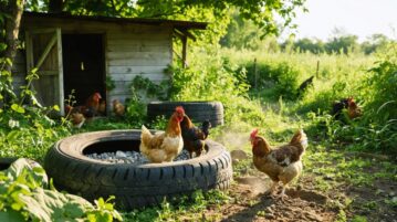 Vieux pneus recyclés et cendres : le combo gagnant pour le bien-être de vos poules