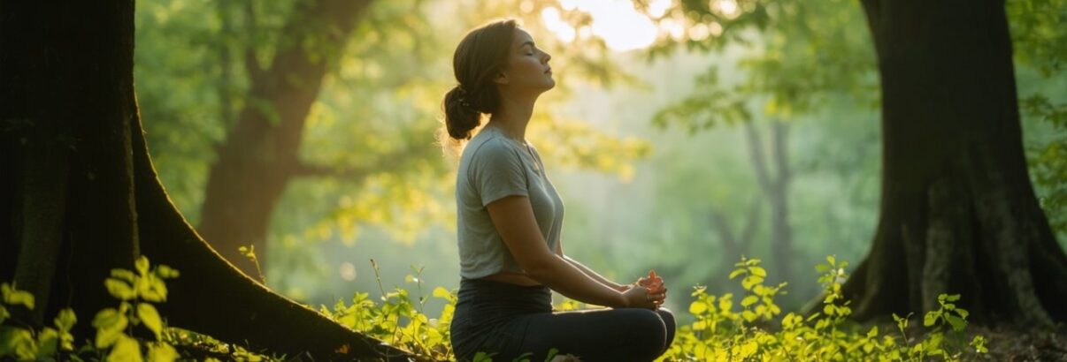 Femme qui respire calme zen