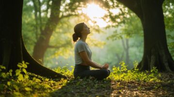 Femme qui respire calme zen