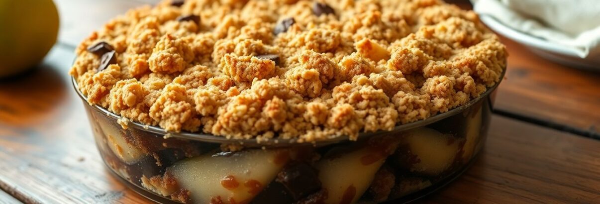Crumble poires et chocolat noir : la recette de dessert qui fait craquer toute la famille