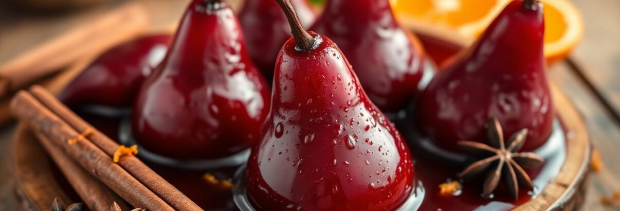 Poires pochées au vin épicé : une recette festive pour enchanter vos convives