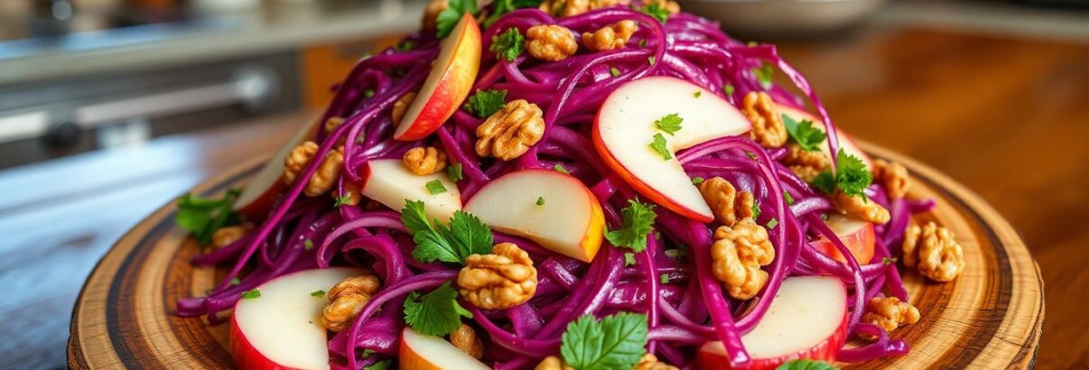 Salade de chou rouge aux pommes et noix : un arc-en-ciel de saveurs dans votre assiette