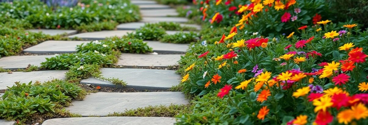 Cette plante couvre-sol résistante pousse entre les dalles et transforme les allées en tapis fleuri