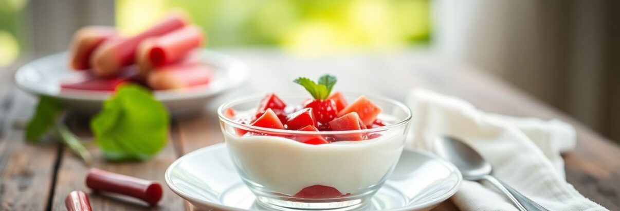 Dessert d'été : Crème légère à la vanille et compotée de rhubarbe