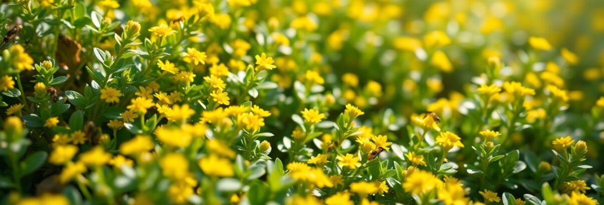 Le thym citron : plante couvre-sol aux fleurs dorées qui repousse les fourmis et libère son parfum au toucher
