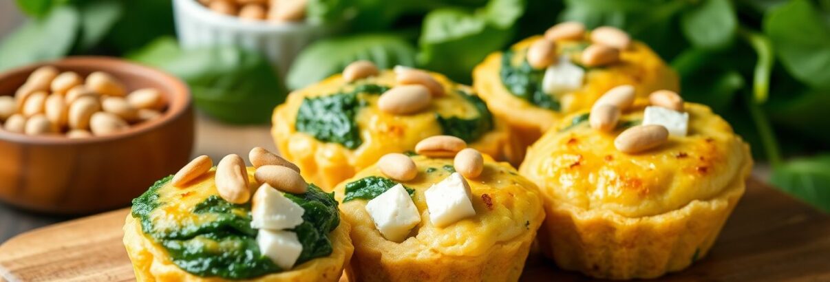 Mini cakes aux épinards, feta et pignons de pin : une recette facile et savoureuse