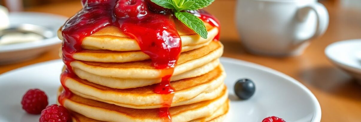 Pancakes fluffy à la banane : une recette gourmande avec coulis de fruits rouges