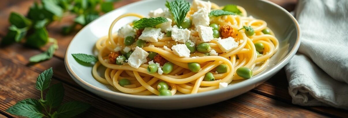 Pâtes printanières aux fèves, menthe fraîche et pecorino : la recette qui célèbre le printemps