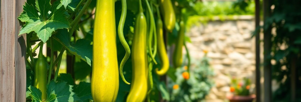Redécouvrez la courge serpent : un légume grimpant aux fruits spectaculaires et savoureux