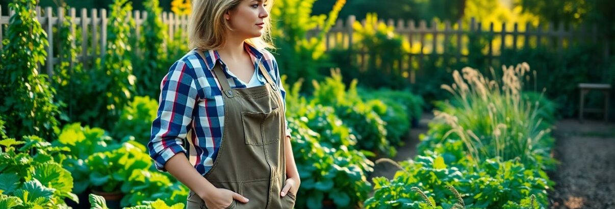 femme qui regarde son potager