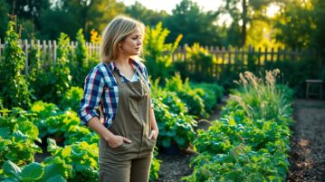 femme qui regarde son potager