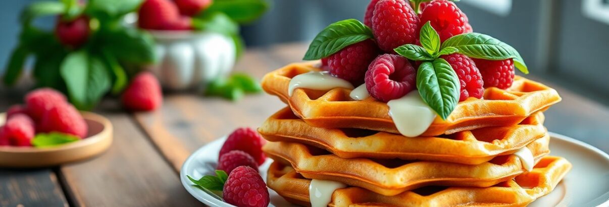 Gaufres au chocolat blanc, framboises et basilic : une recette gourmande et parfumée