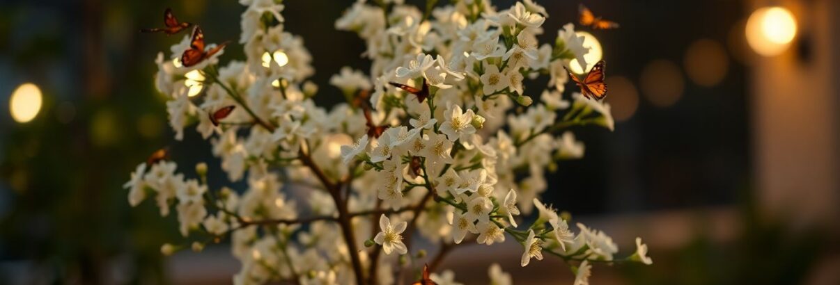 Ce mini-arbre de terrasse donne une floraison de nuit, attire les papillons de nuit et sent le jasmin