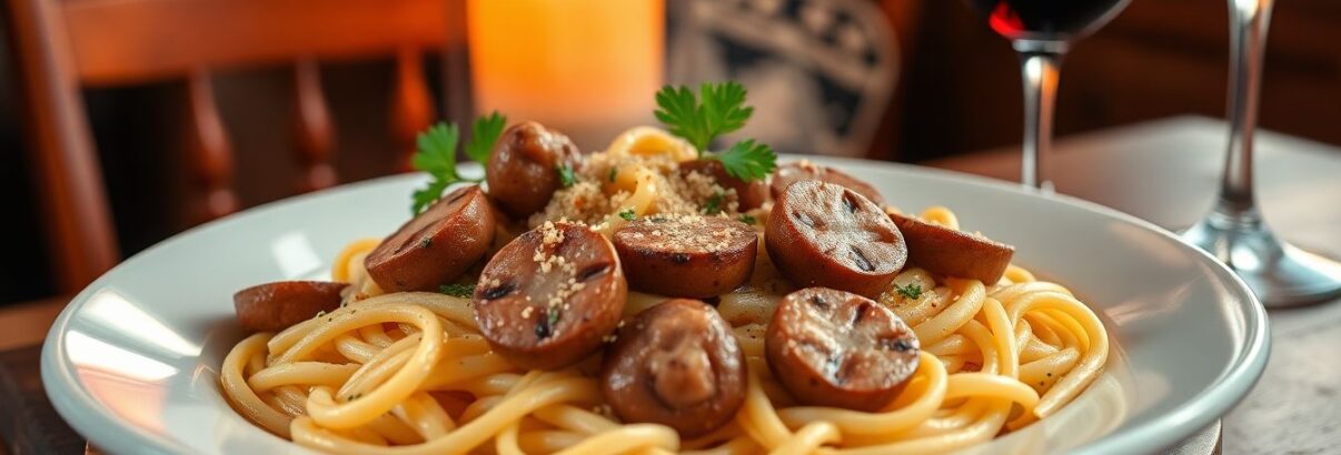 Cette recette de pâtes crémeuses aux champignons et saucisse va complètement bouleverser vos dîners
