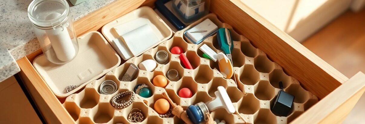 Elle recycle ses boîtes d'œufs pour organiser ses tiroirs : simple, gratuit, et plus pratique que le plastique