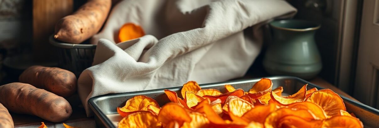 Cette astuce géniale transforme vos épluchures de patate douce en chips croustillantes au four
