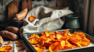 Cette astuce géniale transforme vos épluchures de patate douce en chips croustillantes au four