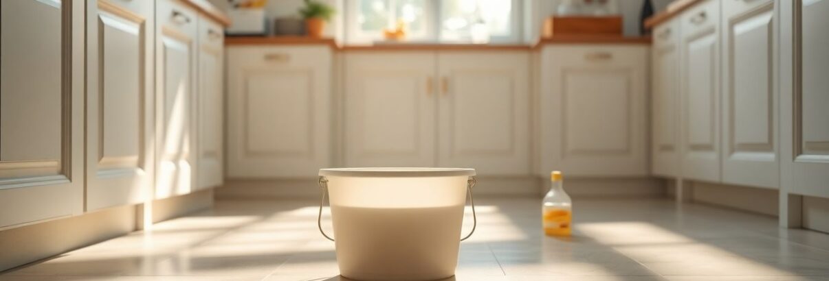 Ni Javel ni ammoniaque : l'ingrédient à ajouter à votre eau pour des sols de cuisine parfaitement propres