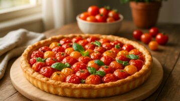 Cette tarte aux tomates cerises colorée transforme n'importe quel repas en moment de bonheur partagé