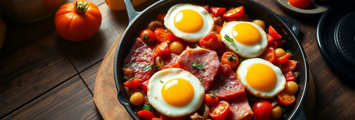 Piperade basque aux œufs pochés et jambon de Bayonne : la recette authentique du Pays basque