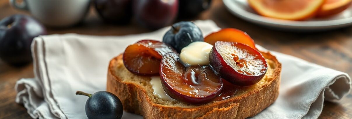 Tartine aux prunes caramélisées et beurre salé : la recette gourmande qui transforme votre petit-déjeuner