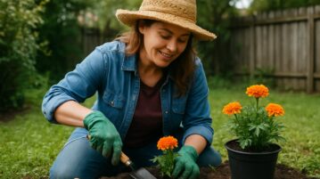 Femme jardinage