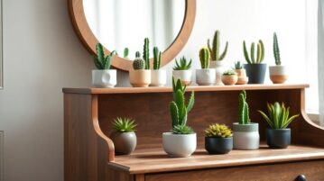Comment créer un décor parfait avec des cactus sur une commode en bois