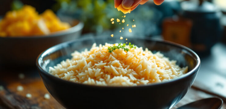 J’ajoute toujours un bouillon cube à la cuisson de mon riz… les grains sont tendres et bien plus savoureux