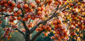 Ce petit arbre offre des fruits en automne et garde des fleurs au même moment